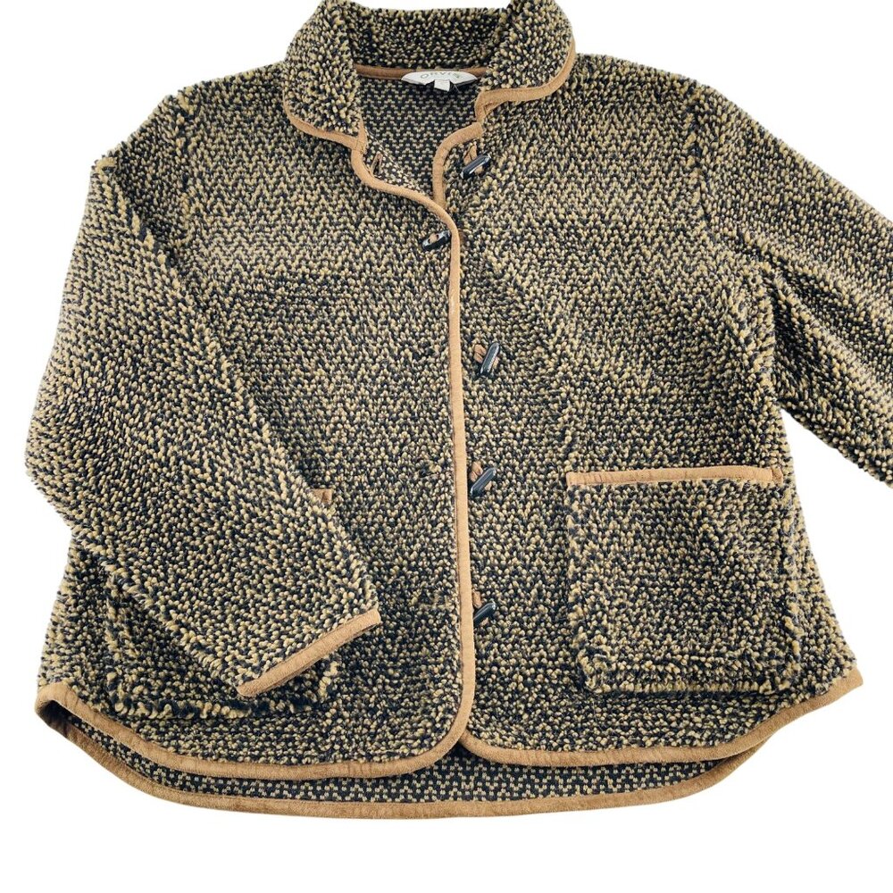 Orvis‎ Womens Patterned Button-Up Jacket Size L Polyester Acrylic Blend